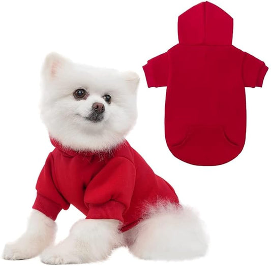 KOOLTAIL Dog Hoodie for Large Medium Small Dogs, Soft and Warm Pet Sweater with Leash Hole and Pocket Boy Girl, Puppy Fall Winter Jacket Clothes, French Pitbull Cold Weather Coat Sweatshirt, Red SM