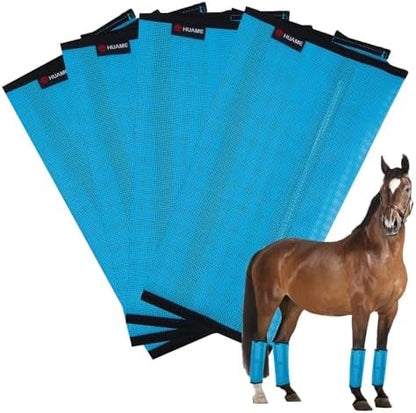 Horse Fly Boots, Breathable Mesh Protection Set of 4, Comfortable Pony Leggings, Breathable Mesh Design, Equines Supplies for Reduce Stomping, Hoof Damage & Leg Fatigue (Blue, Medium)
