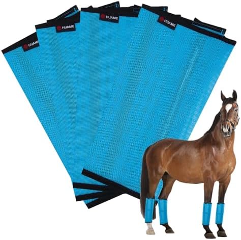 Horse Fly Boots, Breathable Mesh Protection Set of 4, Comfortable Pony Leggings, Breathable Mesh Design, Equines Supplies for Reduce Stomping, Hoof Damage & Leg Fatigue (Blue, Medium)