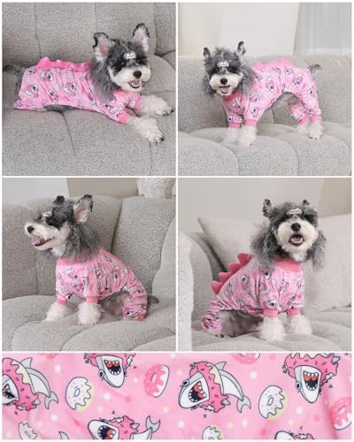 CuteBone Dinosaur Costume Dog Pajamas, Stretchy Spandex Crystal Velvet Sleepwear Coat for Small Dogs, Soft & Warm Pet Outfit Clothes for Cold Weather, Cozy Pullover Design COSP09L