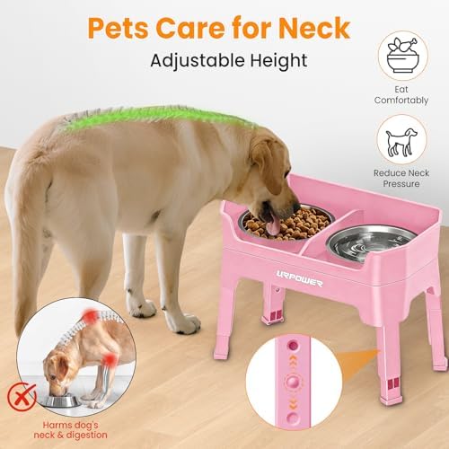 URPOWER Elevated Dog Bowls, 3-in-1 Double Deck Raised Dog Bowl Stand