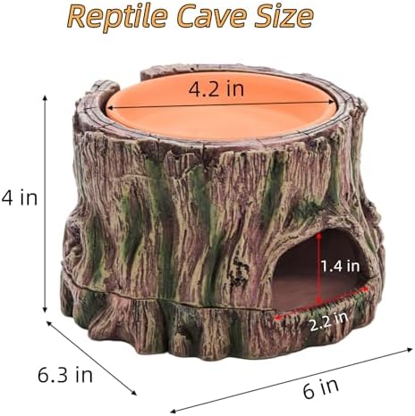 Reptile Hide Cave with Detachable Base, Humidity Dish