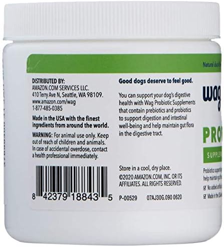 Amazon Brand - Wag Probiotic Supplement Daily Chews for Dogs, Supports Digestion and Gut Health, Natural Duck Flavor, 90 Count (Pack of 12)