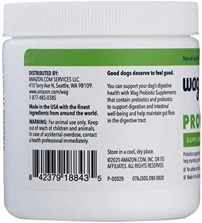 Amazon Brand - Wag Probiotic Supplement Daily Chews for Dogs, Supports Digestion and Gut Health, Natural Duck Flavor, 90 Count (Pack of 12)