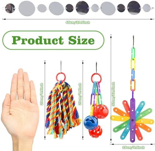 QUOZUO Small Bird Toys Parakeet Cage Accessories, Parakeet Toys, Swing Hanging Standing Chewing Toy, Bird Toys for Parakeets, Cockatiel, Parrot, 4pcs