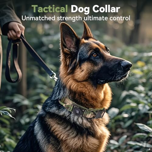 2026 Upgrade Waterproof Tactical AirTag Dog Collar, Built in AirTag Holder