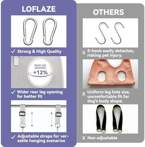 Loflaze Dog Grooming Hammock Harness for Dogs & Cats with Pet Nail Clipper Trimmer - Cat Hanger Sling for Trimming Clipping Nails- Dog Hammock Restraint Bag for Small Medium Large pet （ Grey L ）