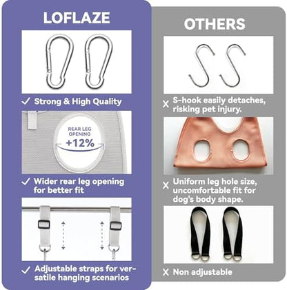 Loflaze Dog Grooming Hammock Harness for Dogs & Cats with Pet Nail Clipper Trimmer - Cat Hanger Sling for Trimming Clipping Nails- Dog Hammock Restraint Bag for Small Medium Large pet （ Grey L ）