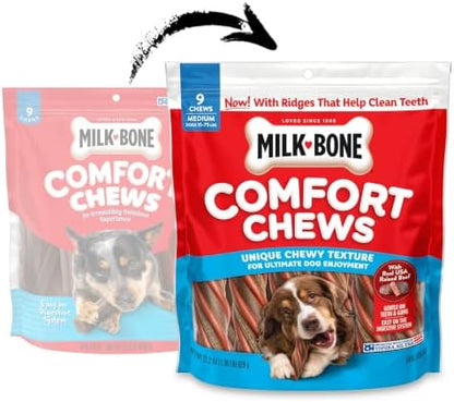 Milk-Bone Comfort Chews, Unique Chewy Texture & Real Beef, 36 Dog Chews