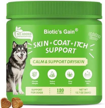 Biotic’s Gain Skin and Coat Supplement for Dogs | Collagen for Dogs