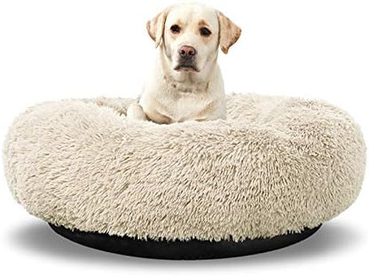 Washable Dog Round Bed Large, Donut Dog Bed Large Dog, Comfy Dog Calming Cuddler Bed