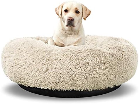 Washable Dog Round Bed Large, Donut Dog Bed Large Dog, Comfy Dog Calming Cuddler Bed