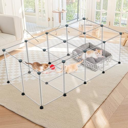 VISCOO 24 Panels Small Animals Playpen,48"x24"x28" Transparent Pet Playpen