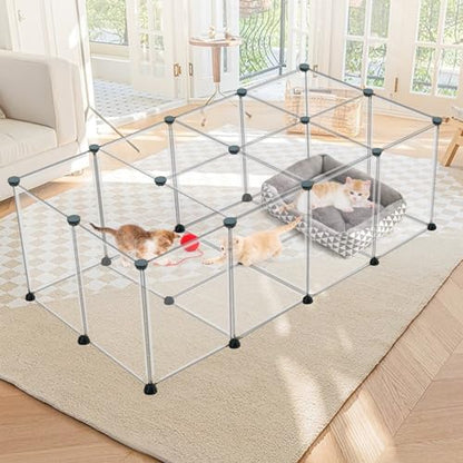 VISCOO 24 Panels Small Animals Playpen,48"x24"x28" Transparent Pet Playpen