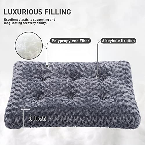 KSIIA Washable Dog Bed Small Dog Crate Bed Plush Pet Mat 23"x18" Dark Gray