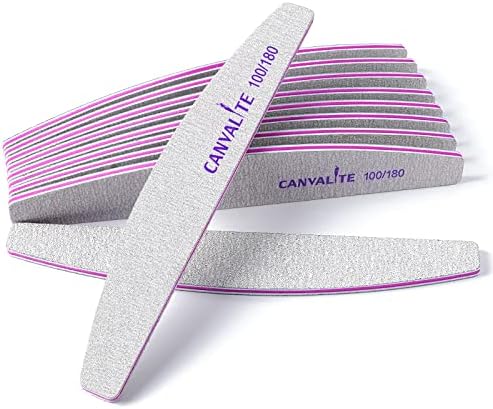 Canvalite 10 PCS Nail File Professional Nail Files Reusable Double Sided Emery Board(100/180 Grit) Nail Styling Tools for Home and Salon Use Christmas Gifts for Women
