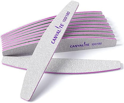 Canvalite 10 PCS Nail File Professional Nail Files Reusable Double Sided Emery Board(100/180 Grit) Nail Styling Tools for Home and Salon Use Christmas Gifts for Women