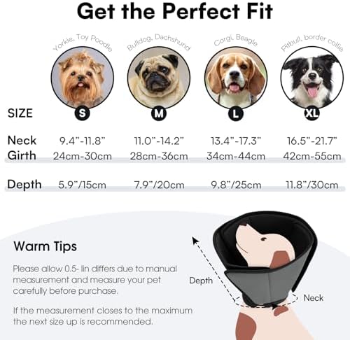 Queenmore Soft Recovery Cone for Small Dogs, Adjustable Comfy Dog Cone