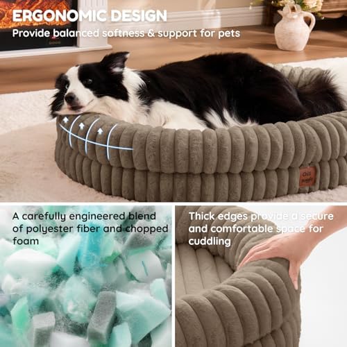 ChiXnuggle Orthopedic Dog Bed, Washable Cover, Faux Fur Bolster Pet Couch