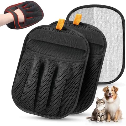 2Pcs Pet Hair Removal Gloves Cat & Dog, Electrostatic Reusable Remover Tool
