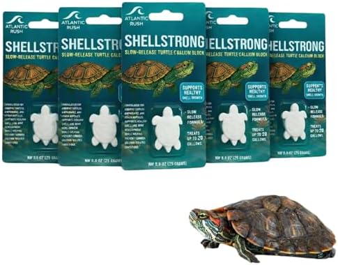 Shellstrong Premium Calcium Block for Aquatic Turtle - Slow Release Water Tank Conditioner - Cuttlebone for Aquarium - Turtle Tank Accessories - 20 Gallon Aquatic Treatment (5 Calcium Blocks)