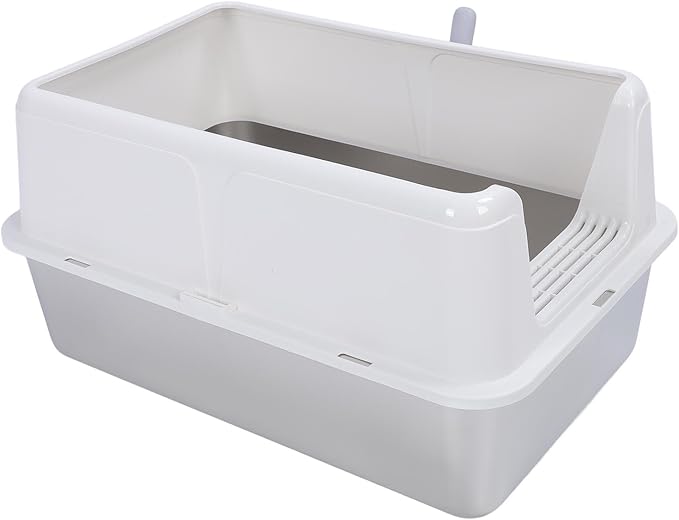 Aramox Half Clad Stainless Steel Cat Bedroom with Metal with High Metal for Cats for Animal Owners and Their Like Friends Closed. (White)