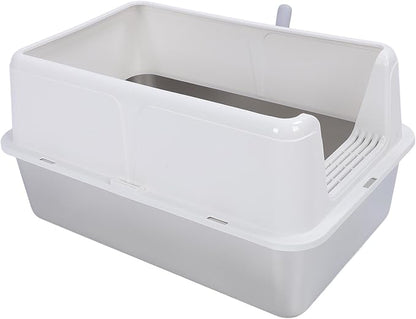 Aramox Half Clad Stainless Steel Cat Bedroom with Metal with High Metal for Cats for Animal Owners and Their Like Friends Closed. (White)
