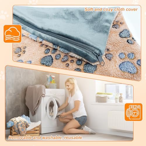 GOLOPET Dog Heating Pad 32×20 in for Dogs, Intelligent Temperature Control Switch with Normally Open On Function,Whelping Box with Reinforced Electric Wire Rope, Plush Fabric Cotton Cover-Apricot