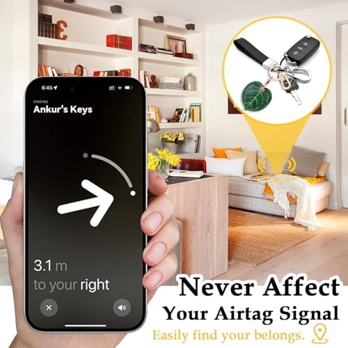 Leather Keychain Holder Case for AirTag, Cute Protective Cover for Apple Airtag KeyChain, GPS Tracker Item Finder