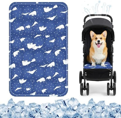 Nuanchu Pet Cooling Mat, Royal Blue Bear, 11.81 x 19.69 Inches, 1 Pcs