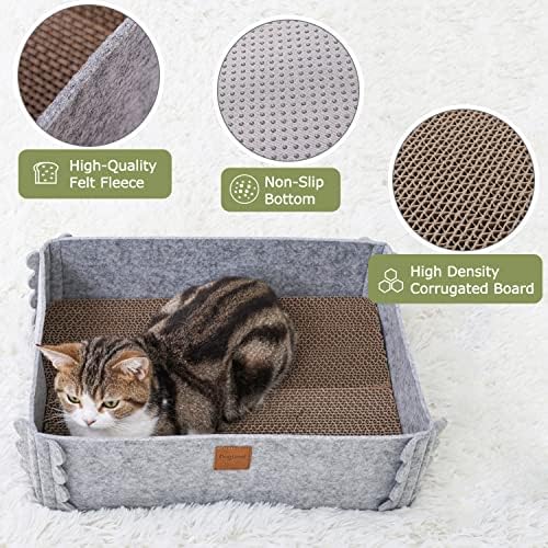 Cat Lounge Scratcher Box with Removable Cardboard (Grey)