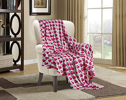 Valerian Luxury Velvet Super Soft Light Weight Blanket Prints Fleece Throw - All Year Round Home Decor, Fuzzy Warm and Cozy Throws, Couch and Gift, 50 x 60inch, Juliette Heart