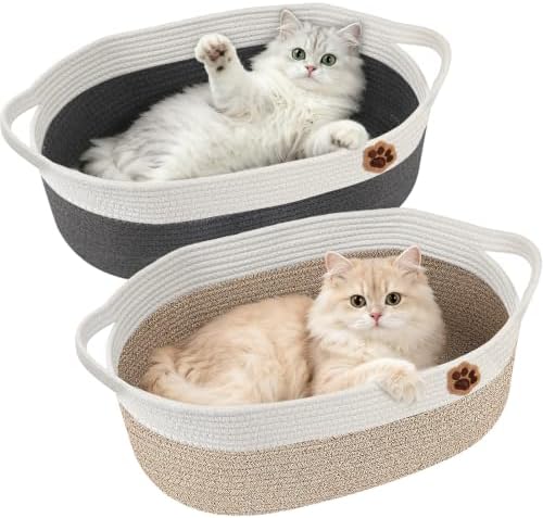 SZEE 2 Pack Stimulicat Handwoven Cat Basket, Large Instinct Cat Bed Baskets