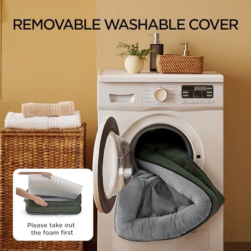 Bedsure Orthopedic Dog Beds Large Sized Dog - Washable Large Dog Cat Bed Waterproof, Comfort Dogs Couch Sofa with Washable Removable Cover, Pet Bed with Nonskid Bottom, Boreal Canopy Green, 35"