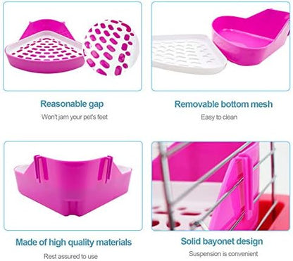 kathson Triangle Potty Trainer Corner Bunny Toilet Guinea Pig Litter Bedding Plastic Box Pet Pan for Rabbit Chinchilla Hamster Ferret Small Animal(Pink)