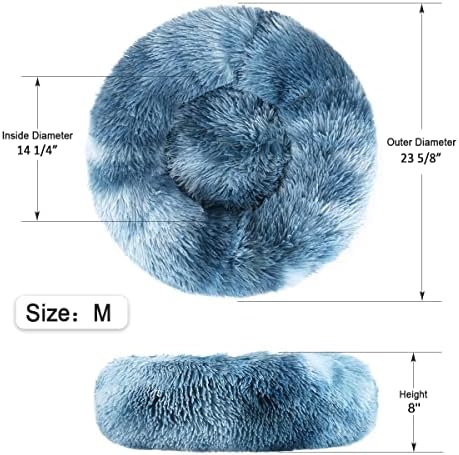 NOYAL Donut Dog Bed for Small Medium Pets, Plush Calming Faux Fur