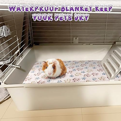 YUEPET Guinea Pig Blankets 3 Pack, Waterproof-Backed Fleece Liners, S