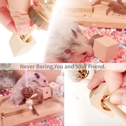 8 PCs Hamster Toys for Hamster, Gerbils, Mice, Rats and Other Small Animals to Chew and Play - Natural Molar Toys to Induce Teeth Grinding & Reduce Boredom and Depression