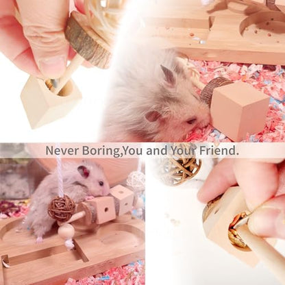 8 PCs Hamster Toys for Hamster, Gerbils, Mice, Rats and Other Small Animals to Chew and Play - Natural Molar Toys to Induce Teeth Grinding & Reduce Boredom and Depression