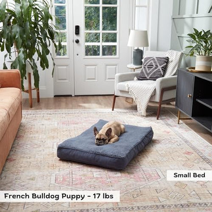 Happy Hounds Daisy Deluxe Supportive Sherpa Dog Bed, Small (36 x 24 in.), Prussian Blue