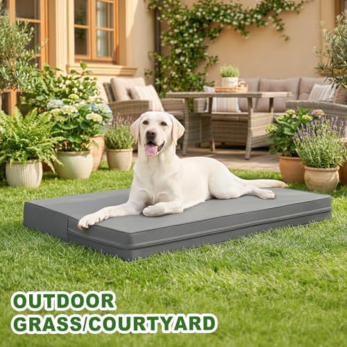 XXL Dog Bed Waterproof Wipeable, Extra Large Crate Pad 48" Washable Leather