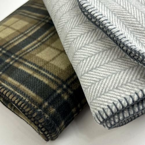 Preston II – THE Polar Fleece Throw, Super-Soft Recycled Polar Fleece Dog Blanket Couch Coat Sofa and Car Protecter for Small, Medium, Large Dogs - 40”x 50”, Olive Chesterfield Plaid, One Size