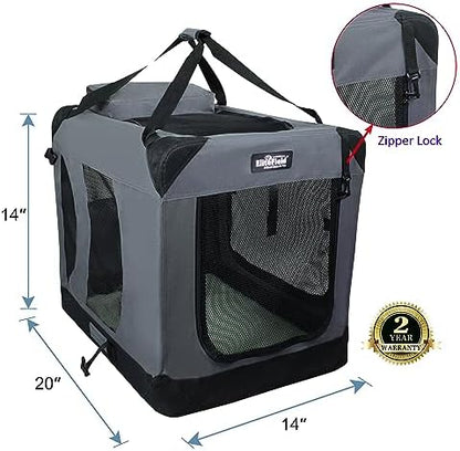 EliteField 3-Door Soft Dog Crate with Bed & Carrying Bag (2-Year Warranty)