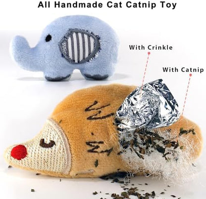 Cat Toys, Interactive Cats Toy for Indoor Cats, Soft and Durable Crinkle Sound Catnip Toys, Catnip Filled Mouse Cat Teething Chew Toy (Pack of 6)