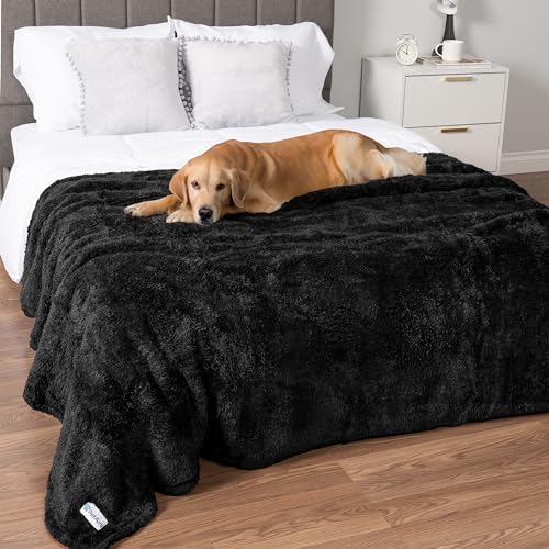 PetAmi Soft Plush Sherpa Dog Blanket for Pet Cat, X-Large 60x80, Black