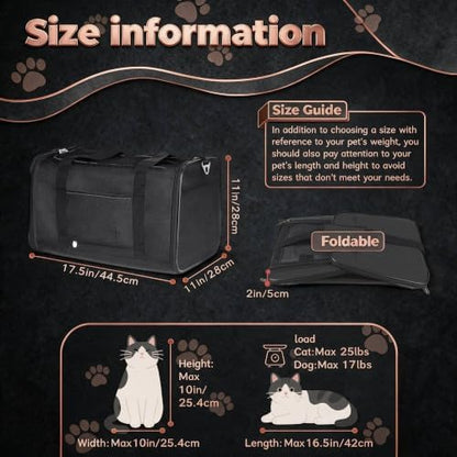 YUDODO 25lbs Cat Carrier Lightproof Soft Sided Pet Carrier for Large Cat