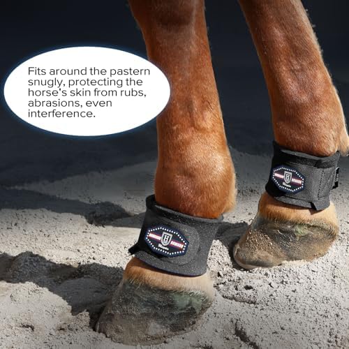 Harrison Howard Durable Shock-Absorbent Breathable Impact Protection Pastern Wraps for Horse Sold in Pairs Black
