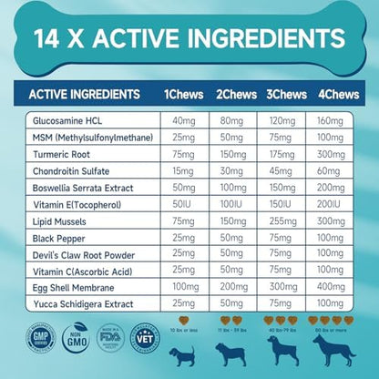 Joint Supplement for Dogs, Glucosamine for Dogs,180 Soft Chews