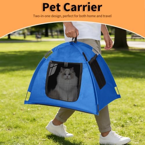 Portable Pet Tent, Full-Enclosure Zippered Mesh, Indoor & Outdoor