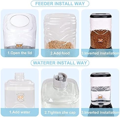 Elevon Automatic Cat Feeder, Gravity Food and Water Dispenser Bowl Set for Small Medium Dogs Animals, Pet Feeder Dispenser Storage Food, 3.8L Large Capacity, Black